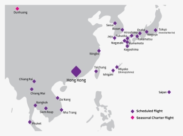 Hk Express Route Map - Hk Express Flight Map, HD Png Download, Transparent PNG