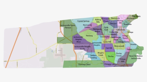 Map Of Neighborhoods Within The Westside Area Of Jacksonville, - Westside Jacksonville Area Map, HD Png Download, Transparent PNG