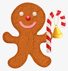Gingerbread Ornament With Candy Cane Png Clip - Candy Cane Gingerbread Man, Transparent Png, Transparent PNG