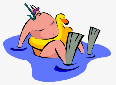 Vector Illustration Of Overweight Obese Fat Man At - Fat Guy On Beach Png, Transparent Png, Transparent PNG