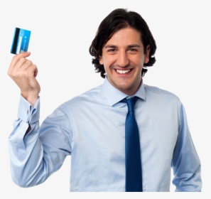 Man Holding Credit Card Png Image - Credit Card Man Png, Transparent Png, Transparent PNG