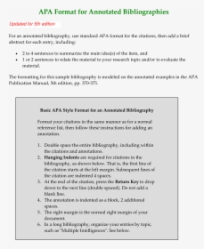 Simple Mla Format Annotated Bibliography Example, HD Png Download, Transparent PNG