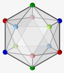 Icosahedron With Colored Vertices, 3-fold - Geometry, HD Png Download, Transparent PNG