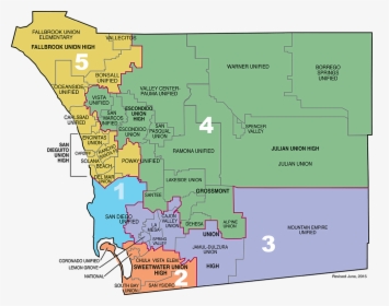 District Map Outlining Areas For Each Trustee - San Diego County Map, HD Png Download, Transparent PNG