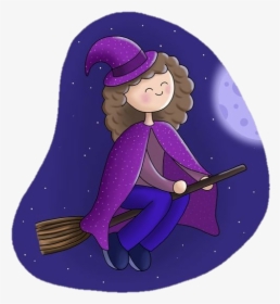 #witch #flying #night - Cartoon, HD Png Download, Transparent PNG