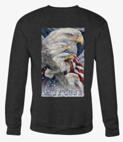 American Crewneck Sweatshirt Semper Fi We Stand Shirt - Eagles With Flag Of The United States, HD Png Download, Transparent PNG
