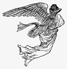 Angel Drawing Png - Black White Angel Drawing, Transparent Png, Transparent PNG