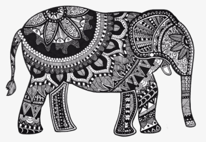 Elephant Mandala Black And White, HD Png Download, Transparent PNG