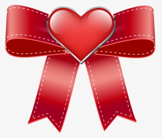Red Bow With Heart Transparent Png Clip Art Image - Valentine Day Transparent Png, Png Download, Transparent PNG
