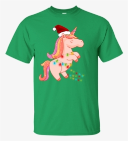 Cute Unicorn Santa With Christmas Light Merry Christmas - T-shirt, HD Png Download, Transparent PNG