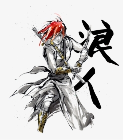 Female Ronin Samurai With Japanese Calligraphy Womens - Ronin Drawing, HD Png Download, Transparent PNG