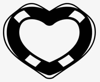 Lifebuoy With Heart Shape - Life Preserver Clipart Black And White, HD Png Download, Transparent PNG
