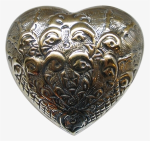 1970s Repoussé Domed Heart Shaped Jewelry Trinket Box - Carving, HD Png Download, Transparent PNG