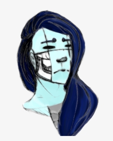The Head And Neck Of A Blue Man With Long Hair - Sketch, HD Png Download, Transparent PNG