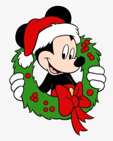 New Mickey Mouse In A Wreath - Mickey Mouse Christmas Clipart, HD Png Download, Transparent PNG