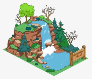 Transparent Safari Guide Clipart - Mountains Water Falls Cartoon, HD Png Download, Transparent PNG