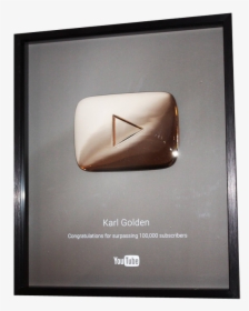 Youtube Award Plaque For Reaching Over 100,000 Subscribers - Youtube Plaque Png, Transparent Png, Transparent PNG