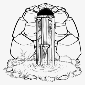 Transparent Waterfall Clipart Black And White - Black And White Waterfall Drawing, HD Png Download, Transparent PNG