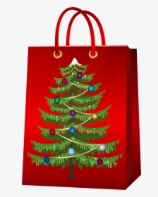 Christmas Gift Bag With Christmas Tree Png Clip Art - Christmas Gift Bags Clip Art, Transparent Png, Transparent PNG