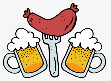 Roasting Hot Dog Clipart - Beer And Sausage Cartoon, HD Png Download, Transparent PNG