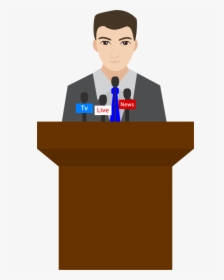 Standing,human Behavior,business - Cartoon Person Making A Speech, HD Png Download, Transparent PNG