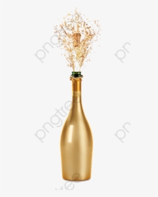 Wine Glass Gold - Gold Champagne Bottle Png, Transparent Png, Transparent PNG