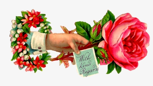Red Rose Clipart Love Flower - Thank You Flowers Hand, HD Png Download, Transparent PNG