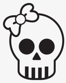 Skull Decal With Bow - Cute Skeleton Head Clipart, HD Png Download, Transparent PNG