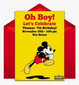 Classic Mickey Mouse Online Invitation - Cartoon, HD Png Download, Transparent PNG