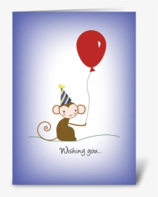 Monkey Balloon Birthday Hat Greeting Card - Cartoon, HD Png Download, Transparent PNG