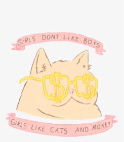 Art Girls Cute Kawaii Cats Grunge Lovely Pink Pastel - Girls Dont Like Boys Girls Like Cats, HD Png Download, Transparent PNG