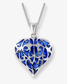 Nicole Barr Designs Fine Enamels Silver Heart Necklace-blue - Locket, HD Png Download, Transparent PNG