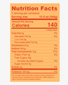 Orange Vanilla Label - Nutrition Facts, HD Png Download, Transparent PNG