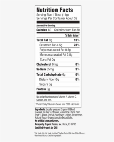 Melt Organic Buttery Spread Nutrition Label, Hd Png - Melt Organic Vegan Butter, Transparent Png, Transparent PNG