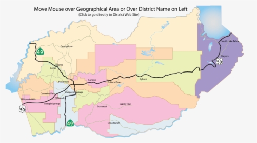 El Dorado County School District Boundaries Map With - El Dorado Map Of Placerville Area, HD Png Download, Transparent PNG