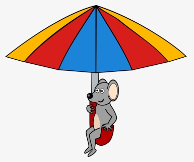 Mouse Under Umbrella Vector Clip Art - Mouse With An Umbrella, HD Png Download, Transparent PNG