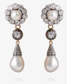 Antique Pearl And Diamond Drop Earrings, HD Png Download, Transparent PNG