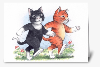 Walking Cat Buddies Friendship - Cartoon, HD Png Download, Transparent PNG
