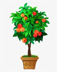 Clipart Roses Apple Tree - Plantas En Macetas Dibujar, HD Png Download, Transparent PNG