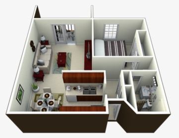 3d Furnished - Floor Plan, HD Png Download, Transparent PNG