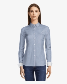 Light Blue Striped Oxford Dress Shirt With Contrasted - Puños Camisa Manga 3 4, HD Png Download, Transparent PNG