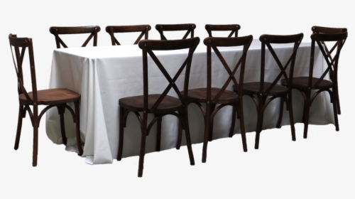 Banquet Table With 10 Mahogany Cross-back Chairs - Round Banquet Table Cross Chair Png, Transparent Png, Transparent PNG