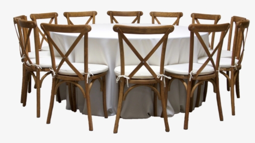 Round Banquet Table With 12 Honey Brown Cross-back - Kitchen & Dining Room Table, HD Png Download, Transparent PNG