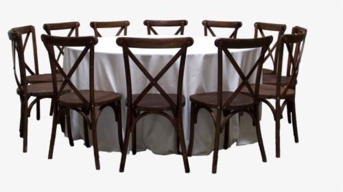 Round Banquet Table With 12 Mahogany Cross-back Chairs - Kitchen & Dining Room Table, HD Png Download, Transparent PNG