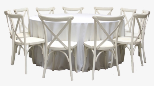 Round Banquet Table With 10 Vintage White Cross-back, HD Png Download, Transparent PNG
