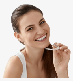 Woman Placing Invisalign Tray - Invisalign Orthodontic Ad, HD Png Download, Transparent PNG