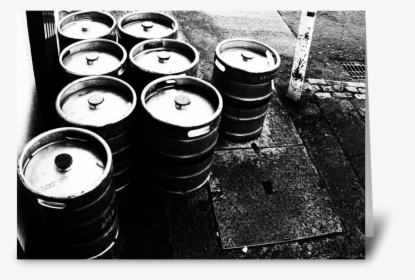 Beer Kegs Greeting Card - Monochrome, HD Png Download, Transparent PNG