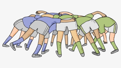 Vector Illustration Of Rugby Players In Scrum Scrummage - Cartoon, HD Png Download, Transparent PNG
