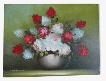 Painting Signed Oil On Canvas Nature Dead Flowers   - Garden Roses, HD Png Download, Transparent PNG