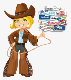 Social Media Learn How - Western Cowgirl Cartoon, HD Png Download, Transparent PNG